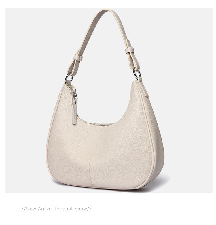 Women’s Genuine Leather Shell Shoulder Bag – Classic Zip Handbag in 3 Colours