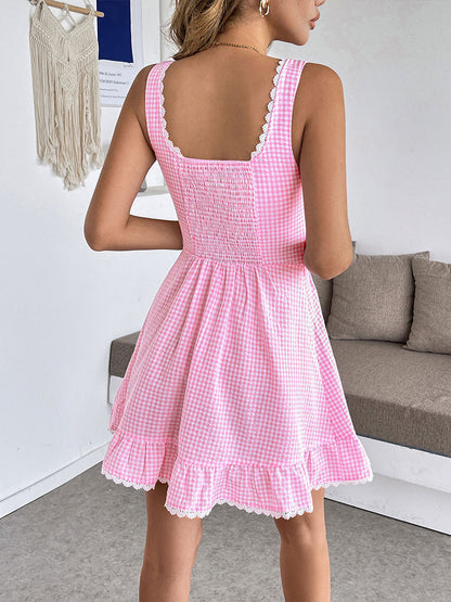 Sweet Lace Bow Tie Suspender Mini Dress