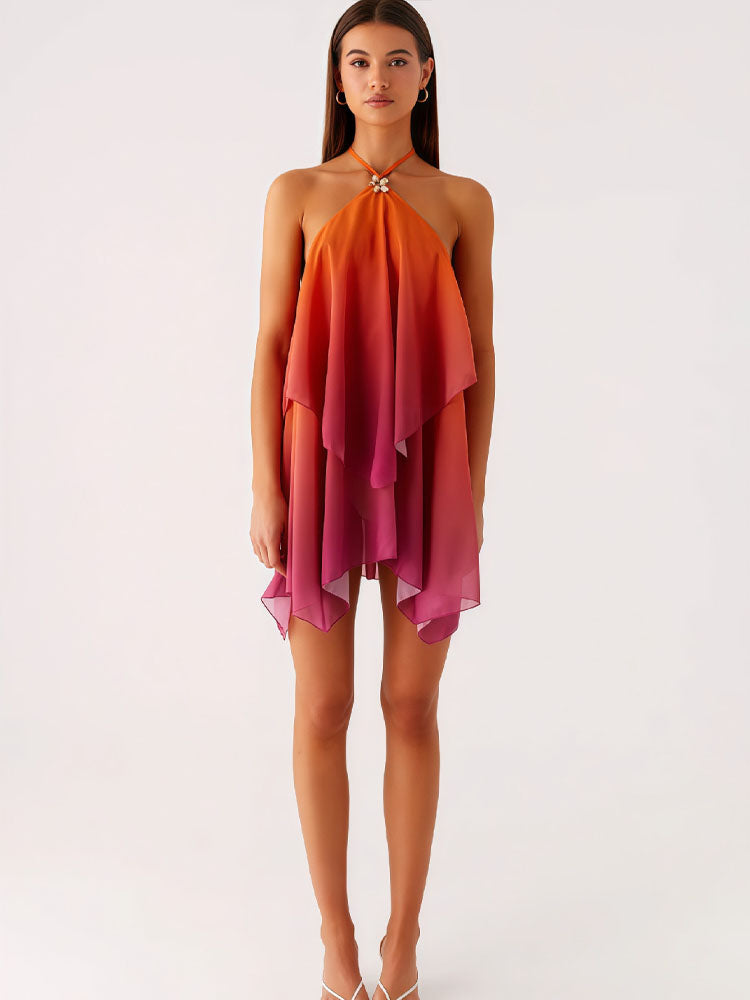 Ombré Mesh Halter Dress