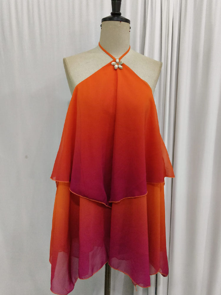 Ombré Mesh Halter Dress