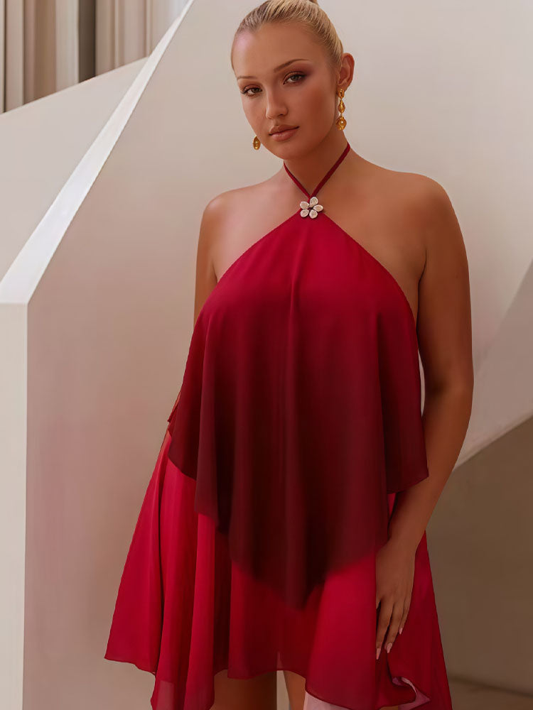 Ombré Mesh Halter Dress