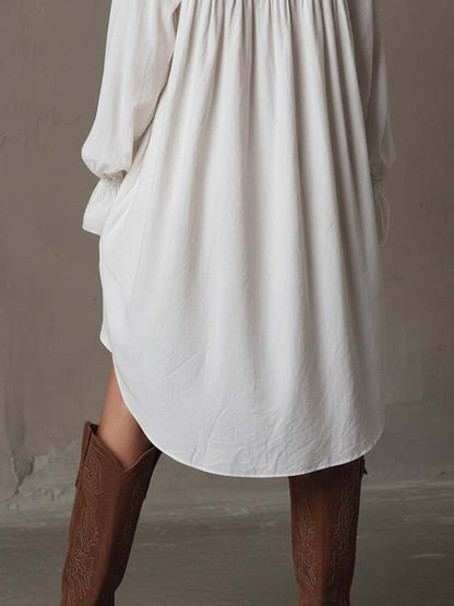 Anastasia | Retro-style Lace Irregular Hem Long-sleeved Mini Dress