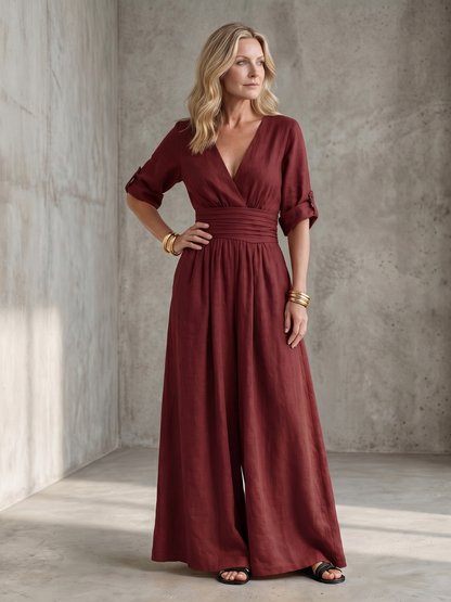 Wanda | Cross Front Wide Leg Jumpsuit