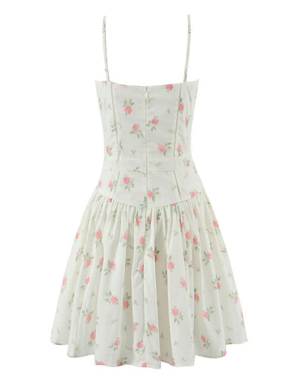 Floral Print Corset A-Line Mini Dress