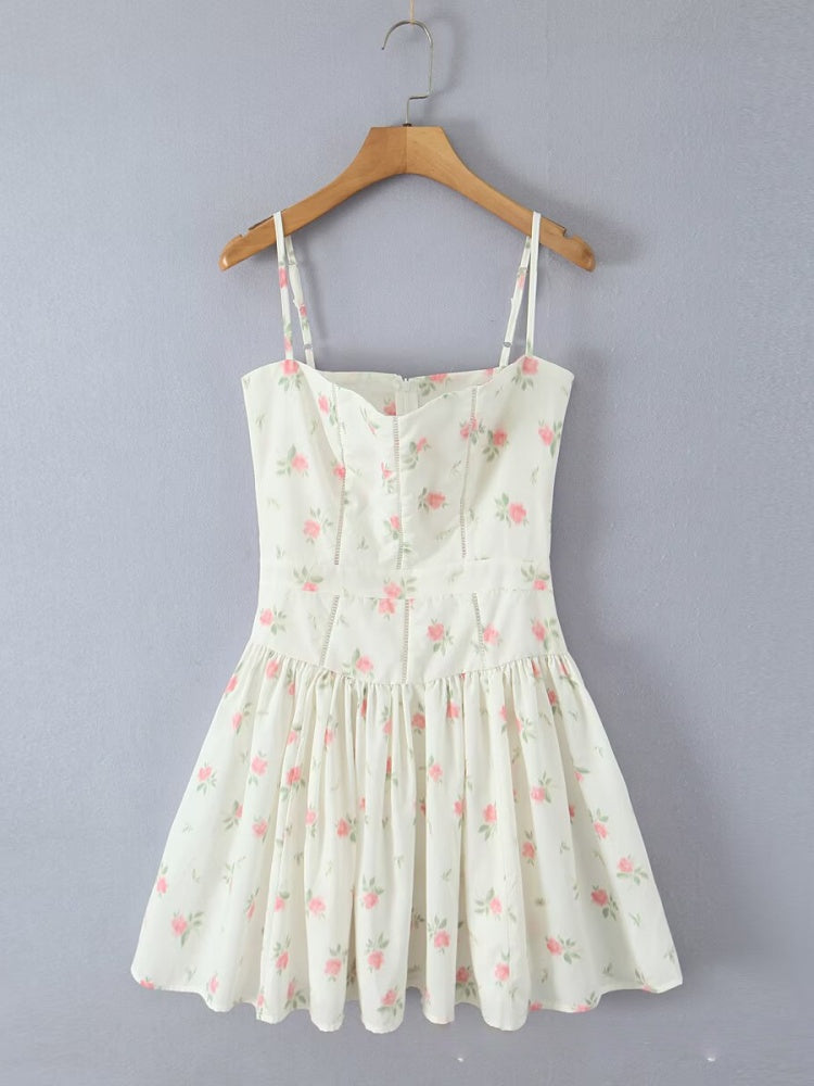 Floral Print Corset A-Line Mini Dress