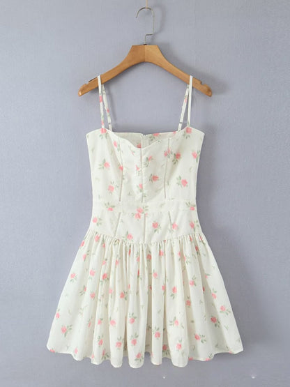 Floral Print Corset A-Line Mini Dress