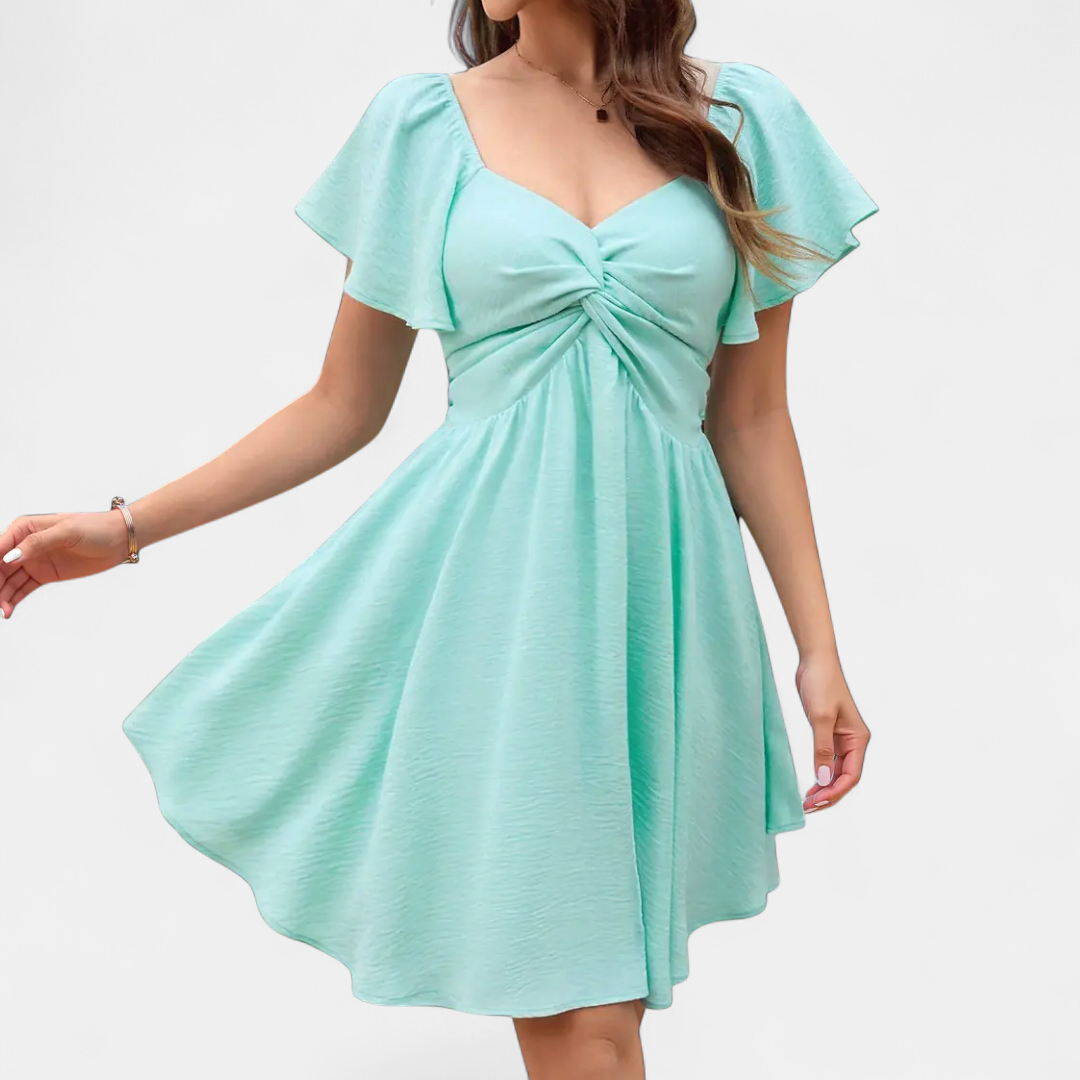CORINNA™ – Flowy V-Neck Ruched Mini Dress