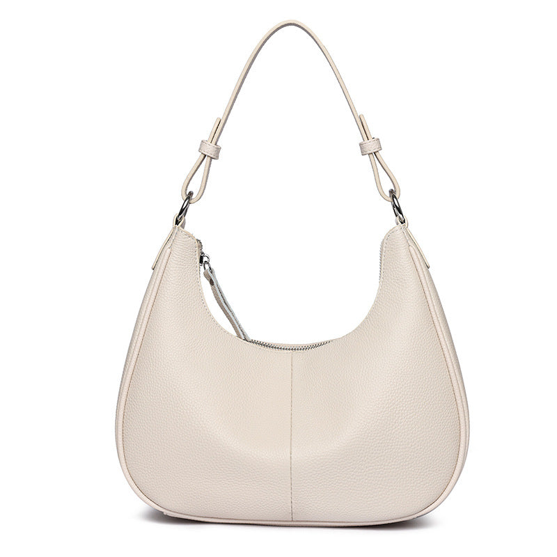 Women’s Genuine Leather Shell Shoulder Bag – Classic Zip Handbag in 3 Colours