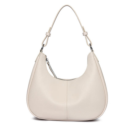 Women’s Genuine Leather Shell Shoulder Bag – Classic Zip Handbag in 3 Colours