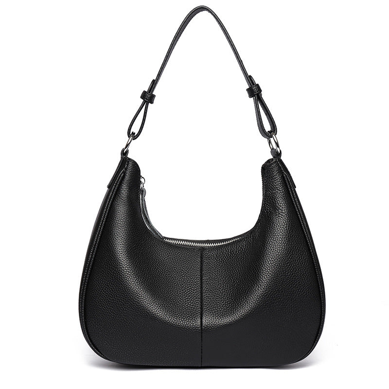 Women’s Genuine Leather Shell Shoulder Bag – Classic Zip Handbag in 3 Colours