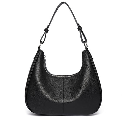 Women’s Genuine Leather Shell Shoulder Bag – Classic Zip Handbag in 3 Colours
