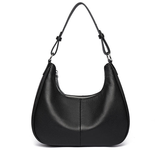 Women’s Genuine Leather Shell Shoulder Bag – Classic Zip Handbag in 3 Colours