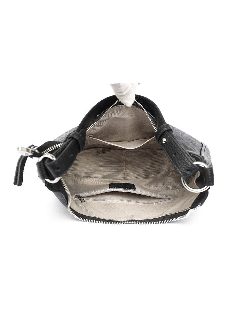 Women’s Genuine Leather Shell Shoulder Bag – Classic Zip Handbag in 3 Colours