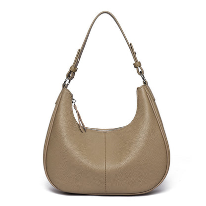 Women’s Genuine Leather Shell Shoulder Bag – Classic Zip Handbag in 3 Colours