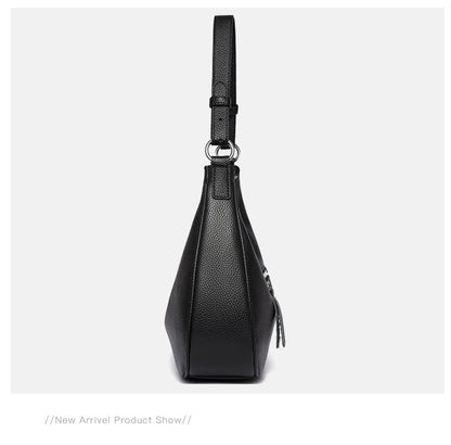 Women’s Genuine Leather Shell Shoulder Bag – Classic Zip Handbag in 3 Colours