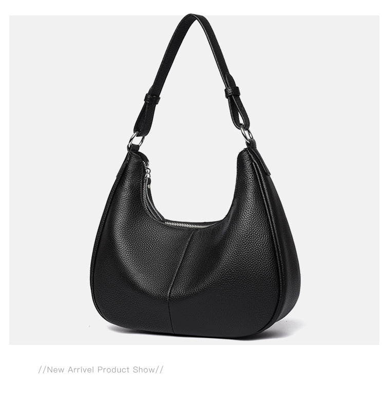 Women’s Genuine Leather Shell Shoulder Bag – Classic Zip Handbag in 3 Colours