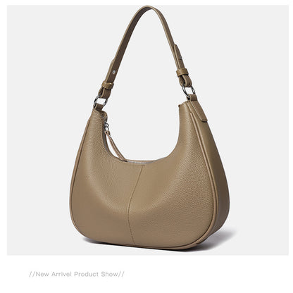 Women’s Genuine Leather Shell Shoulder Bag – Classic Zip Handbag in 3 Colours