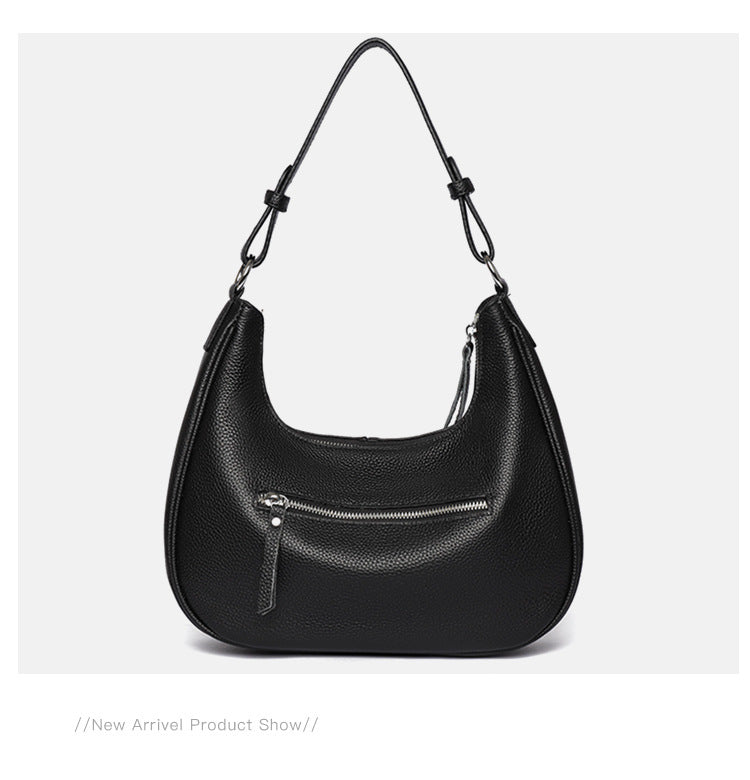 Women’s Genuine Leather Shell Shoulder Bag – Classic Zip Handbag in 3 Colours