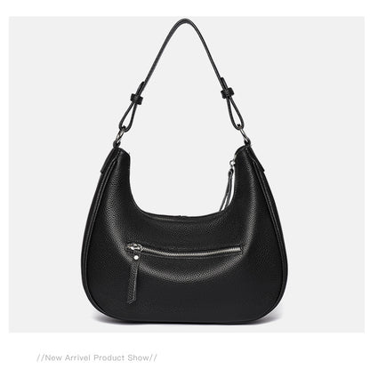 Women’s Genuine Leather Shell Shoulder Bag – Classic Zip Handbag in 3 Colours