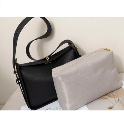 Leather Crossbody Bag With Adjustable Strap, Brown