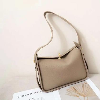 Leather Crossbody Bag With Adjustable Strap, Brown